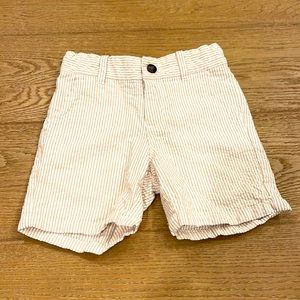 Janie and Jack Tan and White Seersucker Shorts